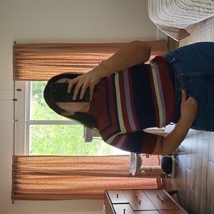 Striped short sleeve turtle neck